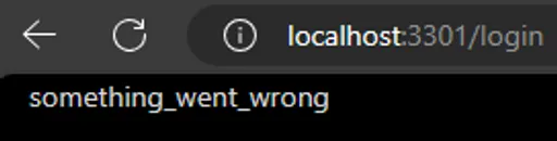 Image 1 for How would I diagnose why I'm seeing a `something_went_wrong` when trying to visit `/login`? There's no logs in the docker logs or chrome dev tool console that give any indication what's going wrong