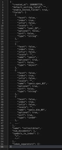 Image 1 for This is the relevant parts - the omitted were either existing fields working (no change) or redundant field in the object (spec_00..spec_09 and dim_00…dim_09)  I noticed that TS automatically created the “spec” of type object.  I think I removed that from my definition when creating because I did not want it to override the specified types of the fields within.