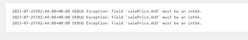Image 1 for when we sync the data to ts. there are exception like below